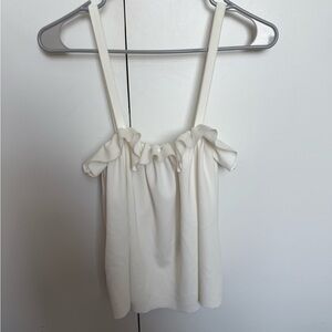 Elegant White Ruffle Strap Top